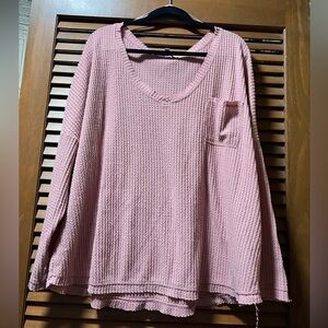 Socialite Dusty Rose Waffle Knit Sweatshirt
